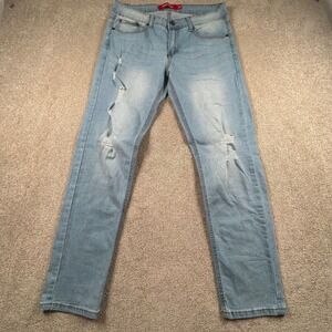 Ring of Fire Mens Slim Fit Distressed Light Wash Jeans 32x30 Blue Denim Stretch